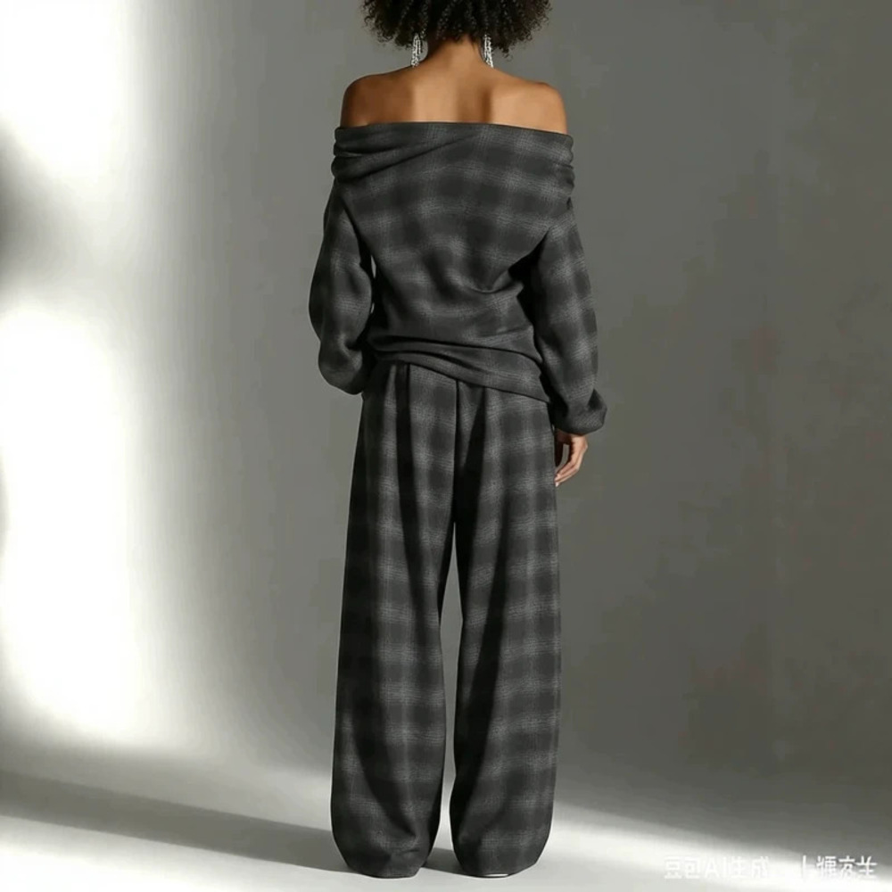 H&M Womens Plaid Distressed Streetwear Color Block Pants Set